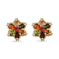 Multi-Tourmaline and White Zircon Floral Stud Earrings in Vermeil Yellow Gold Over Sterling Silver 2.60 ctw - Sticky add to cart bar