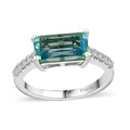 D'Joy Premium Peacock Quartz (Bgt) and White Zircon 1.40 ctw Ring in Platinum Over Sterling Silver (Size 11.0) - Sticky add to cart bar