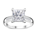 Moissanite (Sqr 8mm) Ring in Platinum Over Sterling Silver (Size 10.0) 3.20 ctw - Sticky add to cart bar