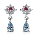 Santa Maria Aquamarine and Multi Gemstone Celestial Earrings in Platinum Over Sterling Silver 0.50 ctw - Sticky add to cart bar