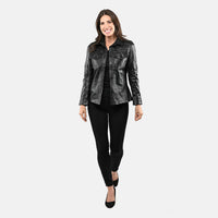 Black Sheep Leather Shacket with Button up Design - S