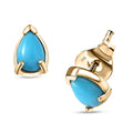Luxoro 10K Yellow Gold Premium Sleeping Beauty Turquoise Stud Earrings 0.80 ctw - Sticky add to cart bar