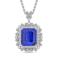 Chairman Vault Collection Certified & Appraised Rhapsody 950 Platinum AAAA Tanzanite and E-F VS Diamond Pendant Necklace 18 Inches 18.30 Grams 27.39 ctw