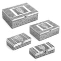 "Set of 4 Owl Nested Oxidized Nested Box  SIZE: 9.5(L)x6.75(W)x3.5(H) Inches 8(L)x5.25(W)x2.5(H) Inches 6.5(L)x4(W)x2(H) Inches 5(L)x2.5(W)x1.25(H) inch COLOR: Sliver" - Sticky add to cart bar