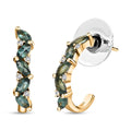 Indian Ocean Apatite and Moissanite J-Hoop Earrings in Vermeil Yellow Gold Over Sterling Silver 1.60 ctw - Sticky add to cart bar