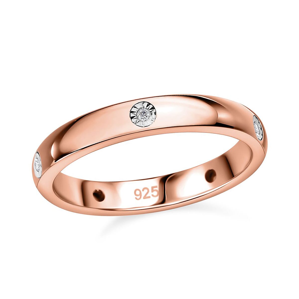 Diamond 0.10 ctw Ring in Vermeil Rose Gold Over Sterling Silver (Size 11.5)