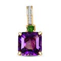 Luxoro 10K Yellow Gold Premium Moroccan Amethyst, Chrome Diopside and G-H I2 Diamond Accent Pendant without Chain 4.75 ctw - Sticky add to cart bar