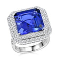 Chairman Vault Collection Certified & Appraised Rhapsody 950 Platinum AAAA Tanzanite and E-F VS Diamond Double Halo Ring 14.18 Grams 14.65 ctw - Sticky add to cart bar