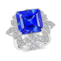 Certified & Appraised Chairman's Signature Collection Rhapsody 950 Platinum AAAA Tanzanite, Diamond (E-F, VS) (3.14 cts) Ring (Size 7.0) (21.40 g) 20.85 ctw