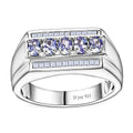 Tanzanite and White Topaz Men's Ring in Platinum Over Sterling Silver (Size 10.0) 1.10 ctw - Sticky add to cart bar