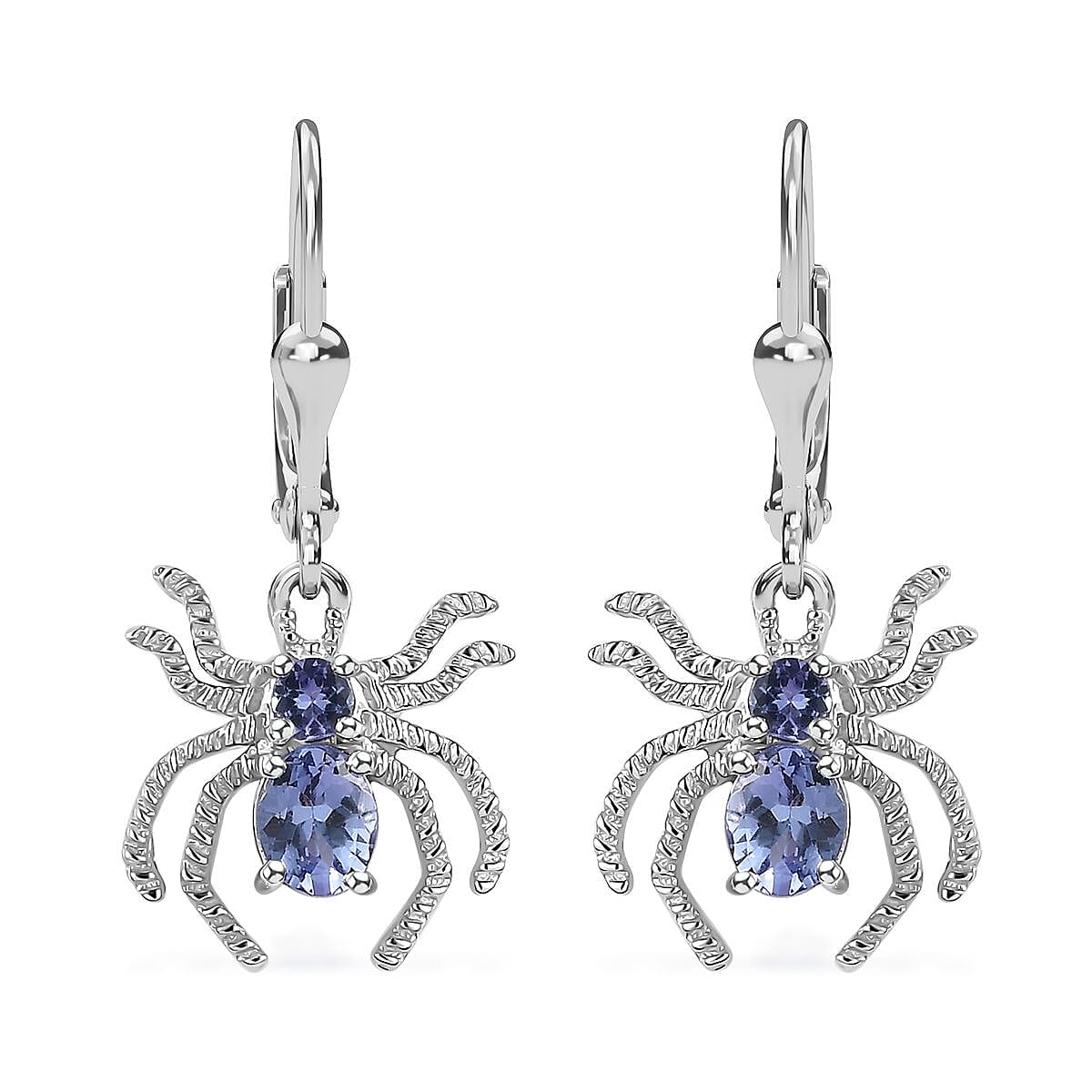 D'Joy Tanzanite Spider Earrings in Platinum Over Sterling Silver 0.80 ctw