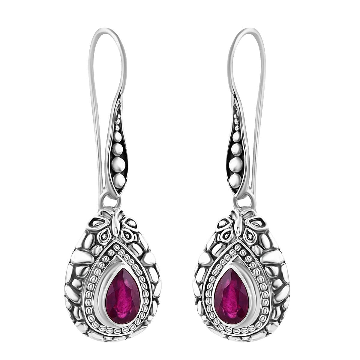 Bali Legacy Niassa Ruby (FF) Earrings in Sterling Silver 2.60 ctw