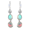 Indian Artistry Polki Ethiopian Welo Opal 3.00 ctw Rose Earrings in Sterling Silver - Sticky add to cart bar