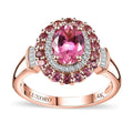 Luxoro 14K Rose Gold AAA Morro Redondo Pink Tourmaline, Diamond (I2) (0.18 cts) Double Halo Ring (Size 7.0) (4 g) 1.80 ctw - Sticky add to cart bar