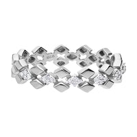 Diamond 0.15 ctw Ring in Platinum Over Sterling Silver (Size 5.5)