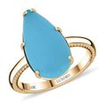 Certified & Appraised Luxoro 10K Yellow Gold AAA Sleeping Beauty Turquoise Solitaire Ring (Size 10.0) 6.30 ctw - Sticky add to cart bar