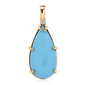 Certified & Appraised Luxoro 10K Yellow Gold AAA Sleeping Beauty Turquoise and I2 Diamond Pendant without Chain 6.35 ctw - Sticky add to cart bar