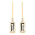 Clarte Black Tie Collection Moissanite and Black Enameled Earrings in Vermeil Yellow Gold Over Sterling Silver 0.80 ctw - Sticky add to cart bar