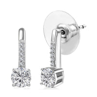 Moissanite Earrings in Platinum Over Sterling Silver 1.00 ctw