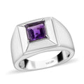African Amethyst Men's Ring in Stainless Steel (Size 10.0) 1.65 ctw - Sticky add to cart bar