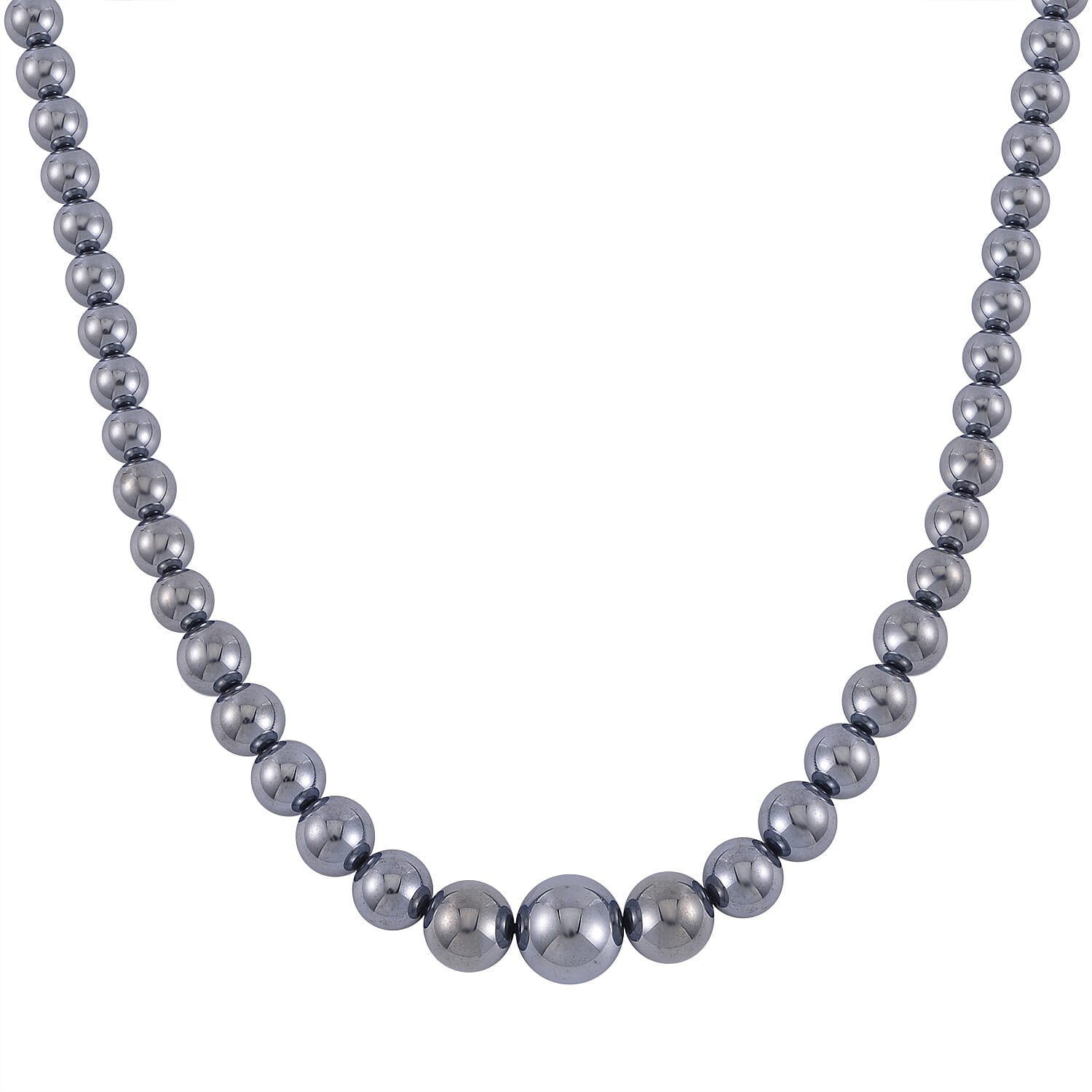Terahertz 182.50 ctw Beaded Graduated Necklace in Rhodium Over Sterling Silver with Magnetic Lock 20 Inches
