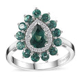 Indian Ocean Apatite, Moissanite Floral Ring in Platinum Over Sterling Silver (Size 10.0) 1.90 ctw - Sticky add to cart bar