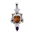 Sajen Silver Tigers Eye and Multi Gemstone Pendant without Chain in Sterling Silver 25.90 ctw - Sticky add to cart bar