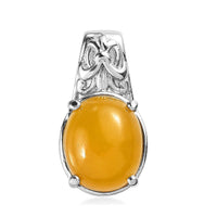 Yellow Jade Solitaire Pendant in Stainless Steel 6.20 ctw