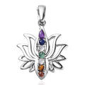 Premium African Amethyst and Multi Gemstone 1.20 ctw Pendant without Chain in Rhodium Over Sterling Silver - Sticky add to cart bar