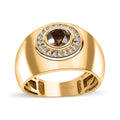 Doorbuster Natural Champagne and White Diamond Men's Ring in Vermeil YG Over Sterling Silver (Size 9.0) 1.25 ctw - Sticky add to cart bar
