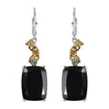Thai Black Spinel and Malgache Neon Apatite Dragon Lever Back Earrings in Vermeil Yellow Gold and Rhodium Over Sterling Silver 45.40 ctw - Sticky add to cart bar