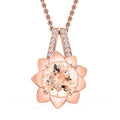Luxoro 10K Rose Gold AAA Marropino Morganite and G-H I2 Diamond Daisy Floral Pendant without Chain 4.25 Grams 3.45 ctw - Sticky add to cart bar