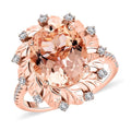 Certified & Appraised Luxoro 10K Rose Gold AAA Marropino Morganite and G-H I2 Diamond Ring (Size 10.0) 4.10 Grams 4.40 ctw - Sticky add to cart bar