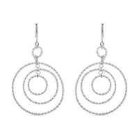 Sterling Silver Concentric Circle Hoop Earrings (2.90 g)