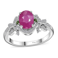 Premium Taveta Ruby, Multi Gemstone Ring in Platinum Over Sterling Silver (Size 7.0) 2.10 ctw