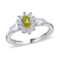Premium Sava Sphene, White Zircon Ring in Rhodium Over Sterling Silver (Size 9.0) 1.00 ctw - Sticky add to cart bar