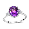 Premium Moroccan Amethyst and White Zircon Ring in Rhodium Over Sterling Silver (Size 9.0) 2.85 ctw - Sticky add to cart bar