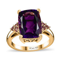 AAA Moroccan Amethyst, Ofiki Rubellite Ring in Vermeil YG Over Sterling Silver (Size 8.0) 6.25 ctw