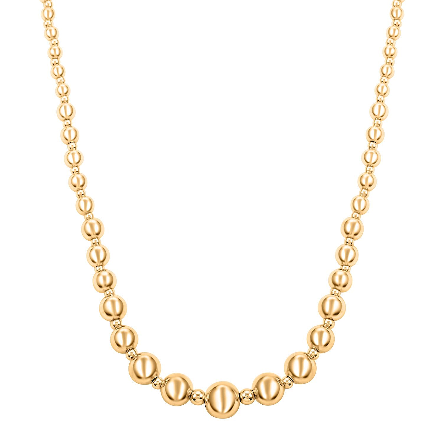 Italian 14K Yellow Gold Graduated Beads Necklace 18 Inches 5.40 Grams