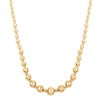 Italian 14K Yellow Gold Graduated Beads Necklace 18 Inches 5.40 Grams