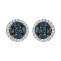 AAA Monte Belo Indicolite and Moissanite Stud Earrings in Rhodium Over Sterling Silver 1.15 ctw - Sticky add to cart bar