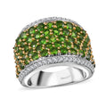 TLV Chrome Diopside, White Zircon Ring in Rhodium Over Sterling Silver (Size 6.0) 4.35 ctw - Sticky add to cart bar