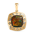 Lab Created Black Opal and White Zircon 2.90 ctw Pendant without Chain in 18K YG and Rhodium Over Sterling Silver - Sticky add to cart bar