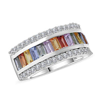TLV Multi Sapphire, White Zircon Ring in Platinum Over Sterling Silver (Size 7.0) 3.15 ctw