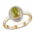 Sphene, and multi-gemstone Double Halo Ring in 10K Yellow Gold - Sticky add to cart bar