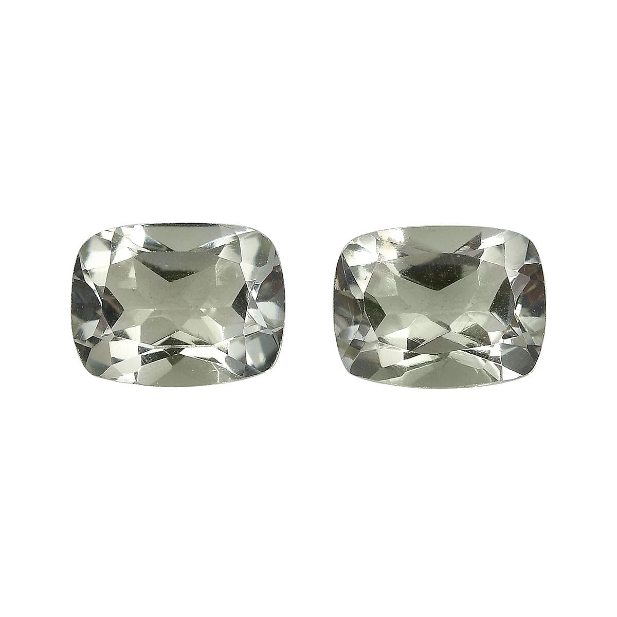 Montezuma Prasiolite Set of 2 (Cush 9x7 mm) 3.52 ctw Loose Gemstone