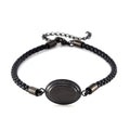 Togtag Bracelet in ION Plated Black Stainless Steel and Genuine Leather (7.50-9.50In) - Sticky add to cart bar