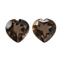 Brazilian Smoky Quartz Set of 2 (Hrt 11 mm) 8.60 ctw Loose gemstone