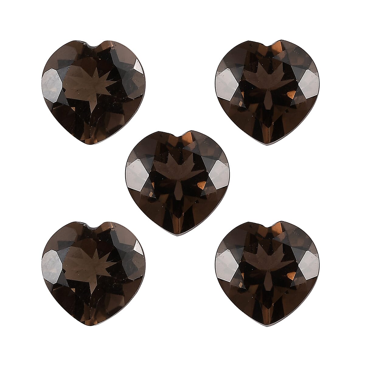 AA Brazilian Smoky Quartz Set of 5 (Hrt 7 mm) 5.50 ctw Loose gemstone