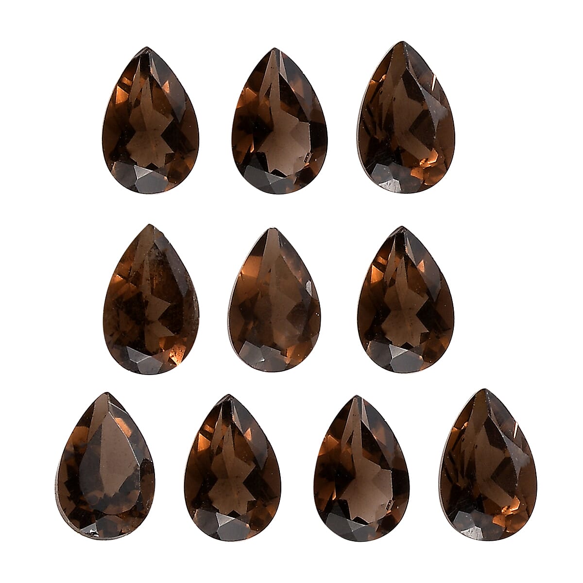 AA Brazilian Smoky Quartz Set of 10 (Pear 6x4 mm) 3.51 ctw Loose gemstone